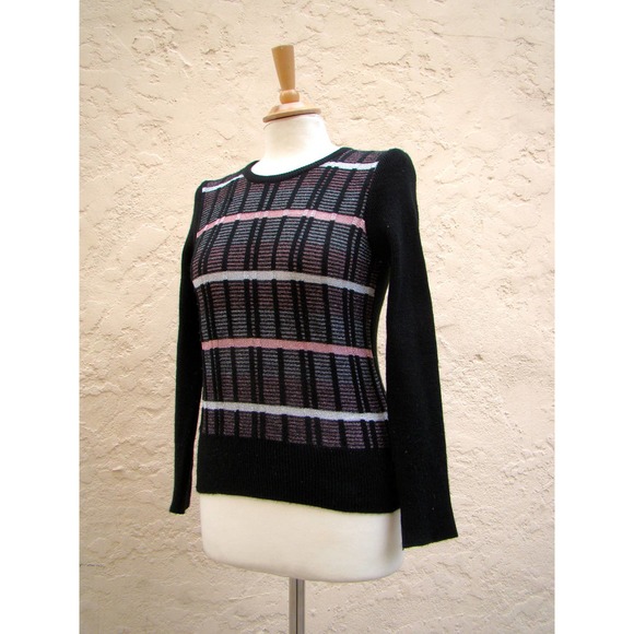 Vintage 60s Metallic Striped Acrylic Sweater - Picture 3 of 5